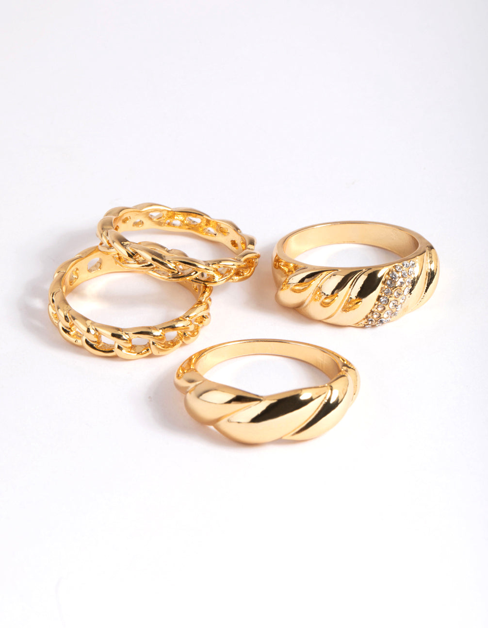 Gold Plated Croissant Ring 4-Pack