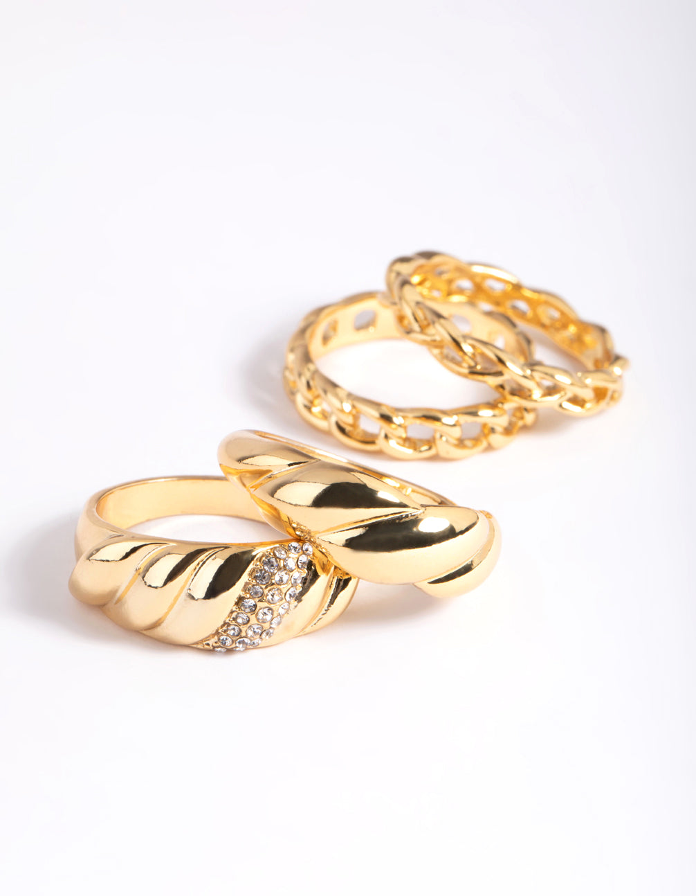 Gold Plated Croissant Ring 4-Pack