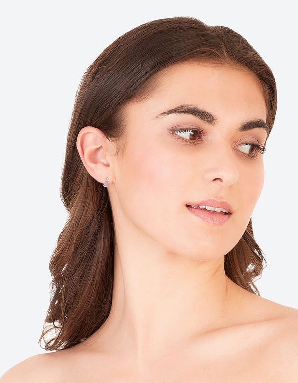 Sterling Silver Leaf Huggie Hoop Earrings