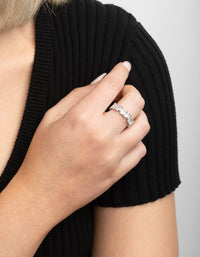 Silver Cubic Zirconia Jagged Band Ring - link has visual effect only