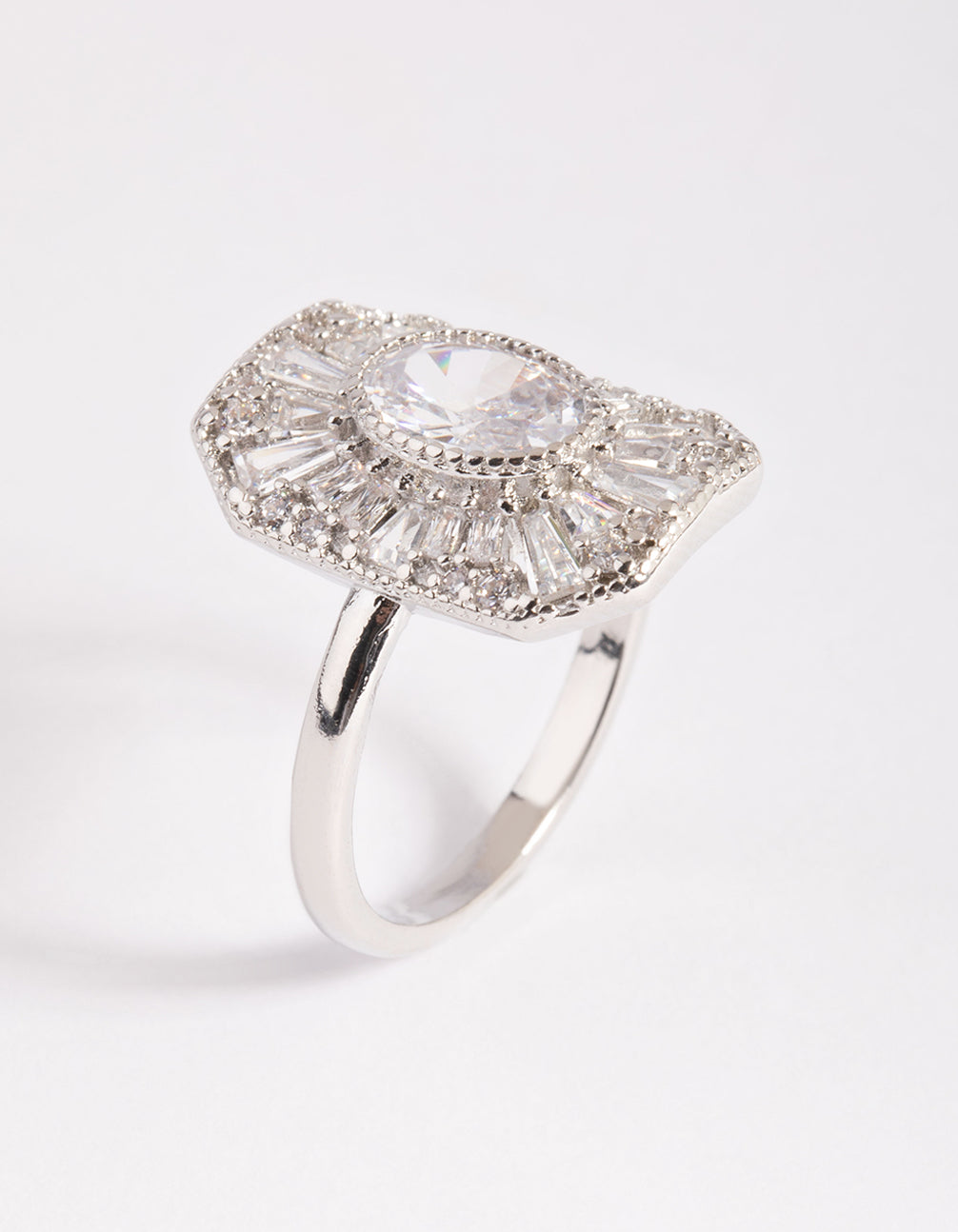 Silver Cubic Zirconia Princess Cut Ring