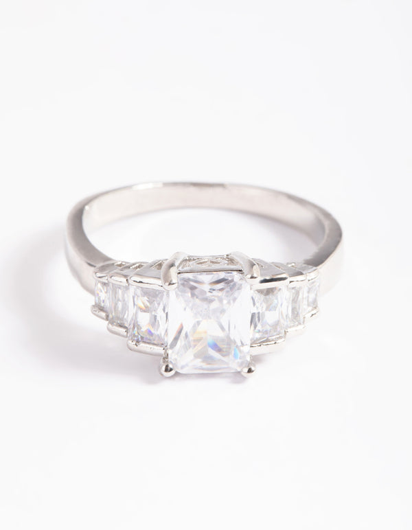 Silver Cubic Zirconia Princess Ring