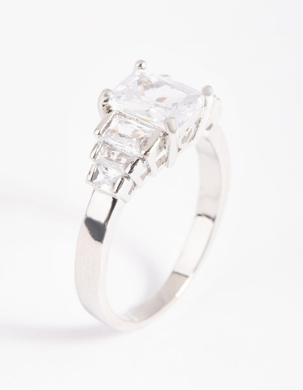 Silver Cubic Zirconia Princess Ring