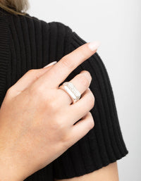 Silver Plated Diamante Smooth Ring Set - link has visual effect only