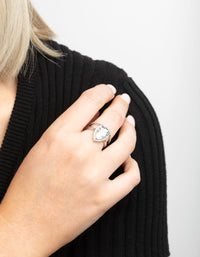 Silver Cubic Zirconia Pear Halo Ring Stack Pack - link has visual effect only