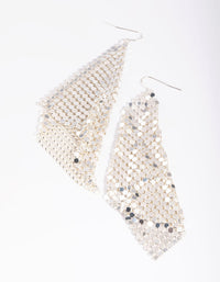 Rhodium Chain Mail Drop Earrings - link has visual effect only