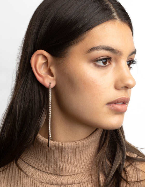 Rose Gold Flat Snake Chain Drop Earrings