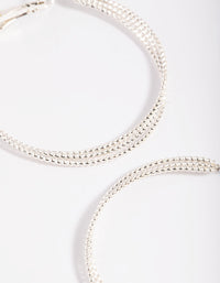 Silver Textured Criss Cross Hoop Earrings - link has visual effect only