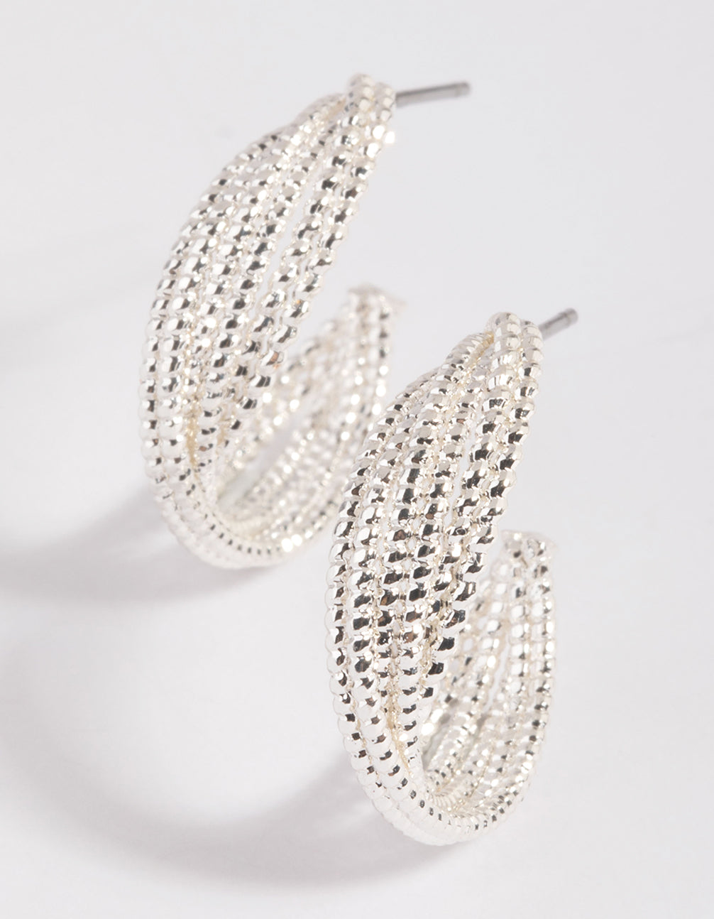 Silver Mini Criss Cross Hoop Earrings
