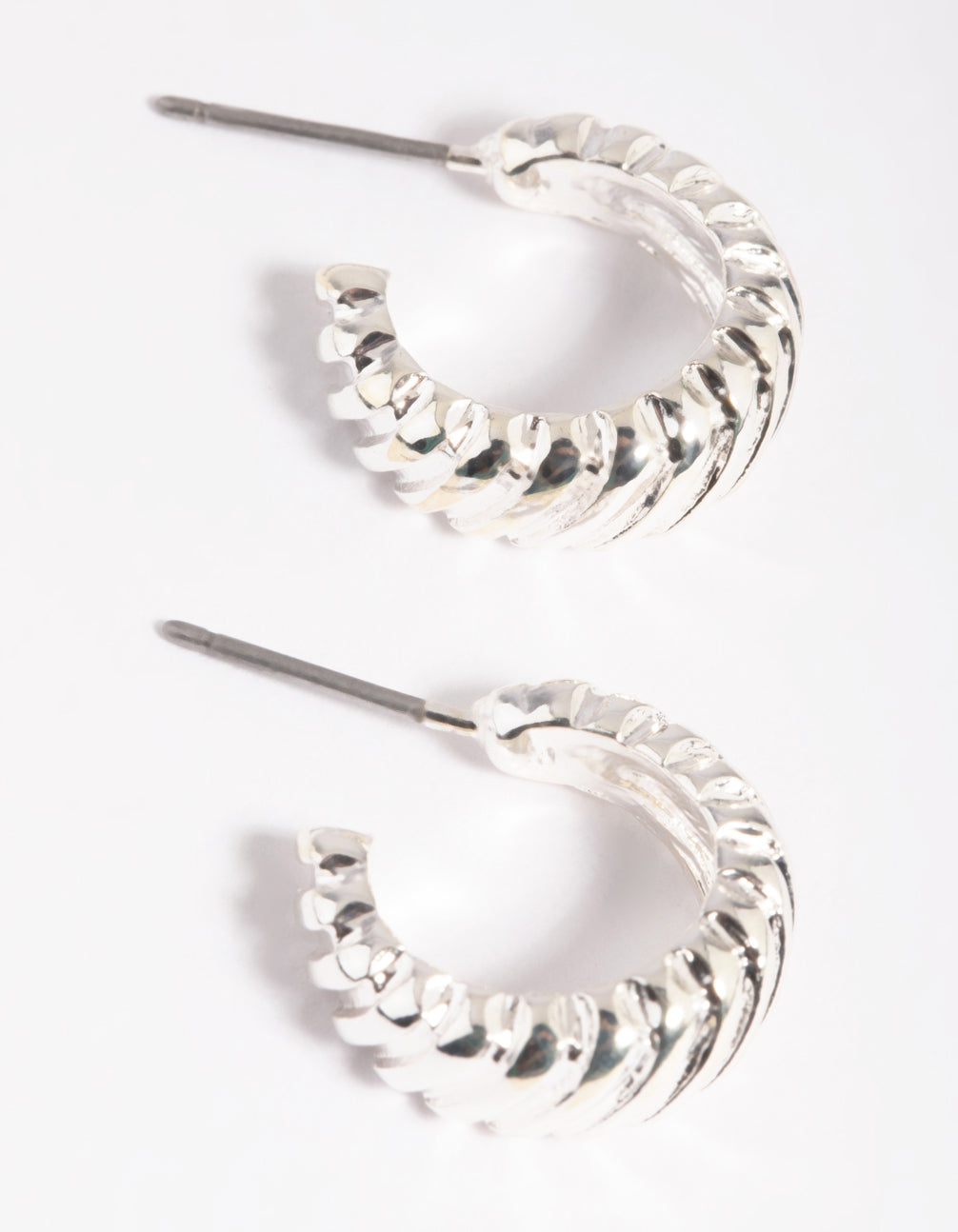Silver Mini Text Hoop Earrings