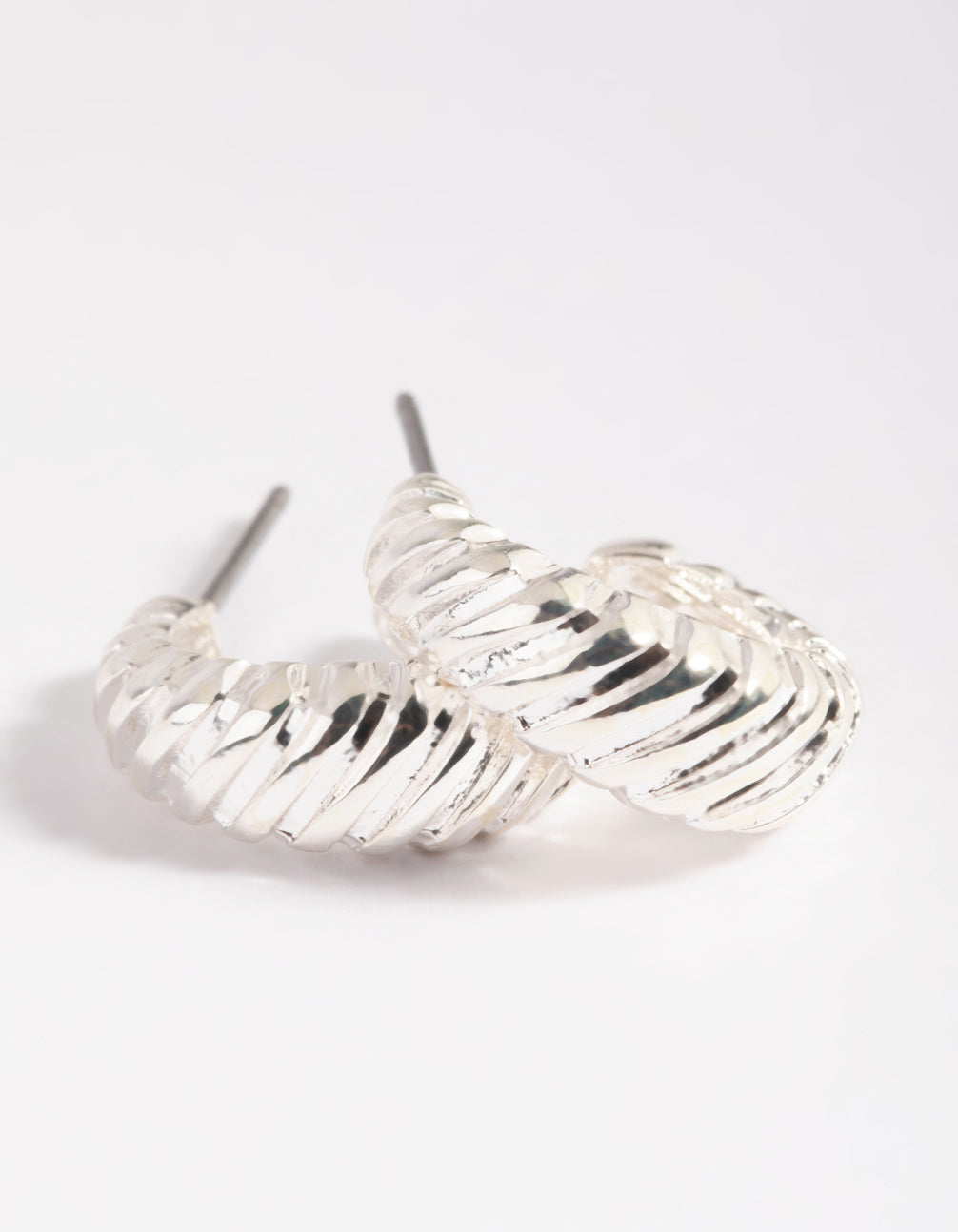 Silver Mini Text Hoop Earrings