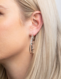 Rhodium Double Twisted Hoop Earrings - link has visual effect only