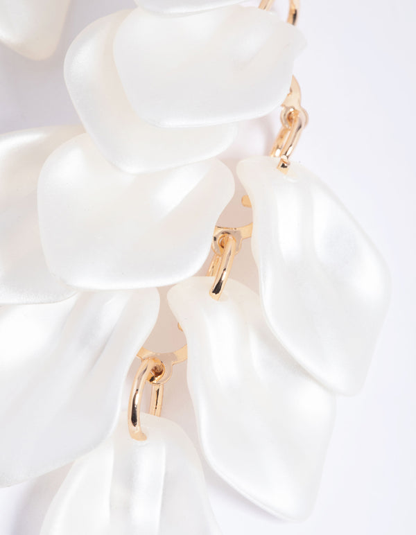 Gold Pearlised Cascading Petal Drop Earrings