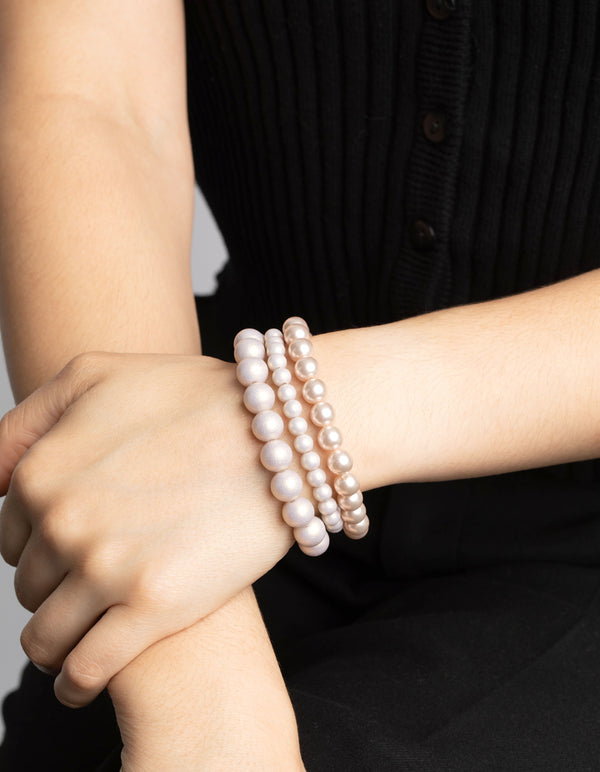 Gold Pearl & Bread Stretch Bracelet Pack