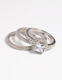 Silver Diamond Simulant Square Ring Pack - link has visual effect only