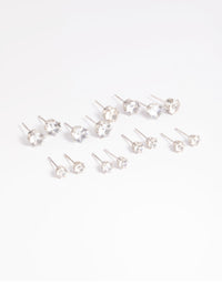 Silver Diamante Classic Stud Earring 8-Pack - link has visual effect only