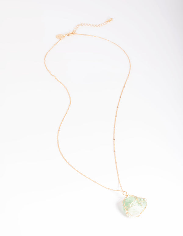 Green Fluorite Cage Statement Necklace