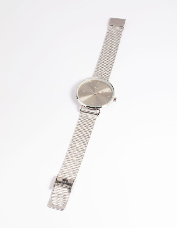 Silver Simple Mesh Strap Watch