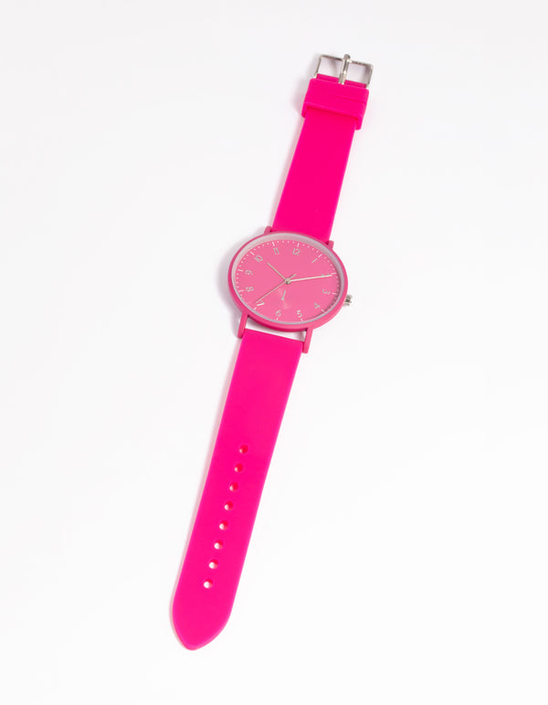 Pink Bright Silicon Strap Watch