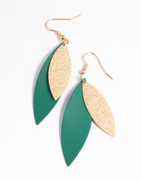 Green Textured Leaf Drop Earrings - link has visual effect only