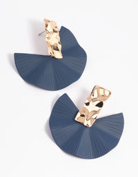Navy Fan Drop Earrings - link has visual effect only