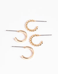 Gold Twisted Hoop Earring Set - link has visual effect only
