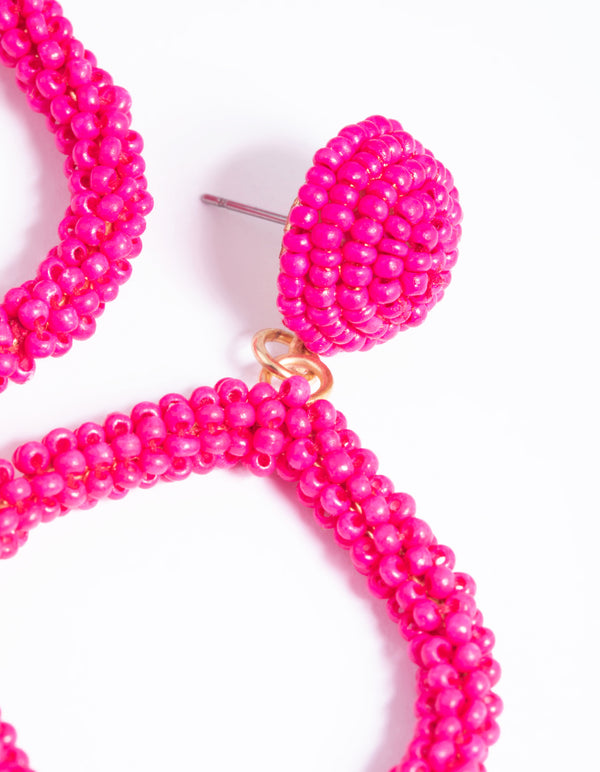Pink Beaded Drop Earrings