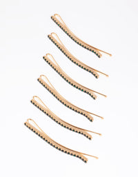 Green Diamante Hair Pins - link has visual effect only