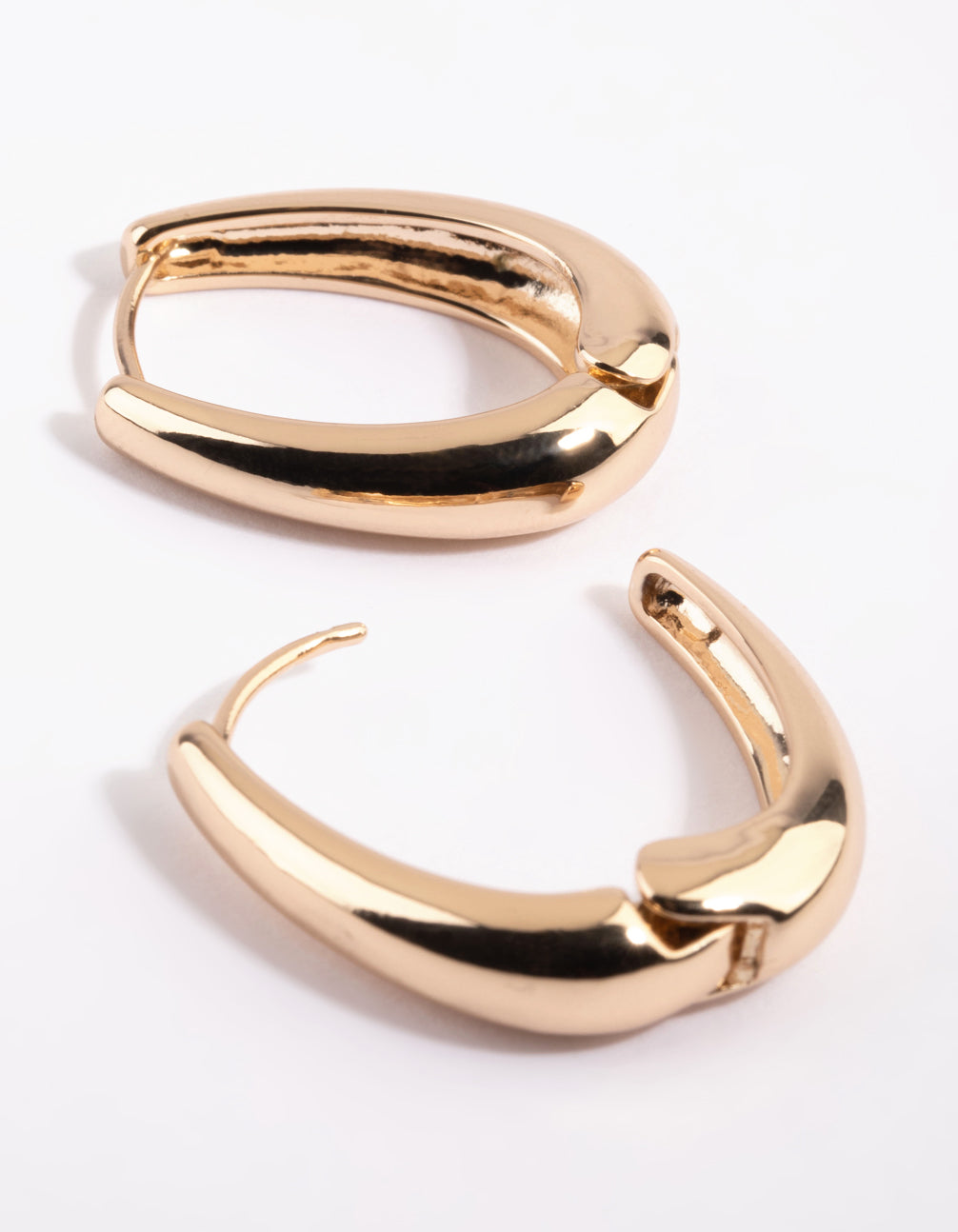 Gold Oval Huggie Hoop Earrings