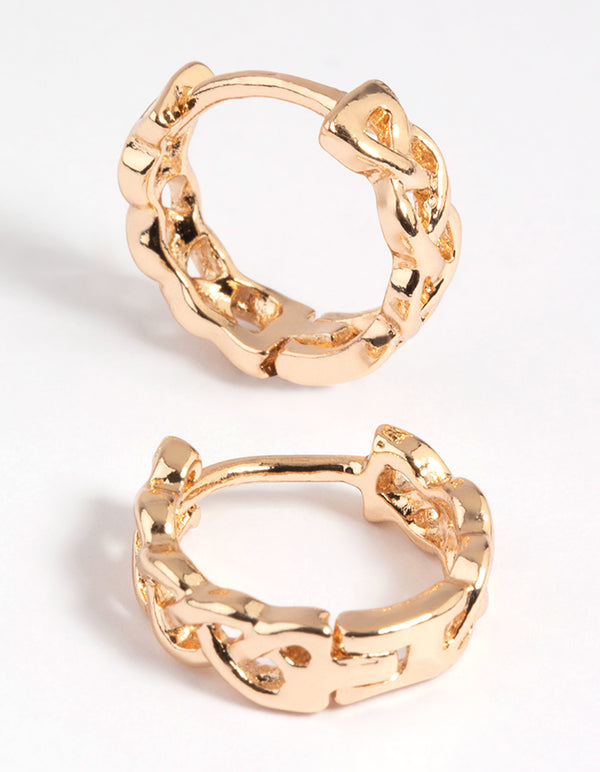 Gold Wave Huggie Hoop Earrings