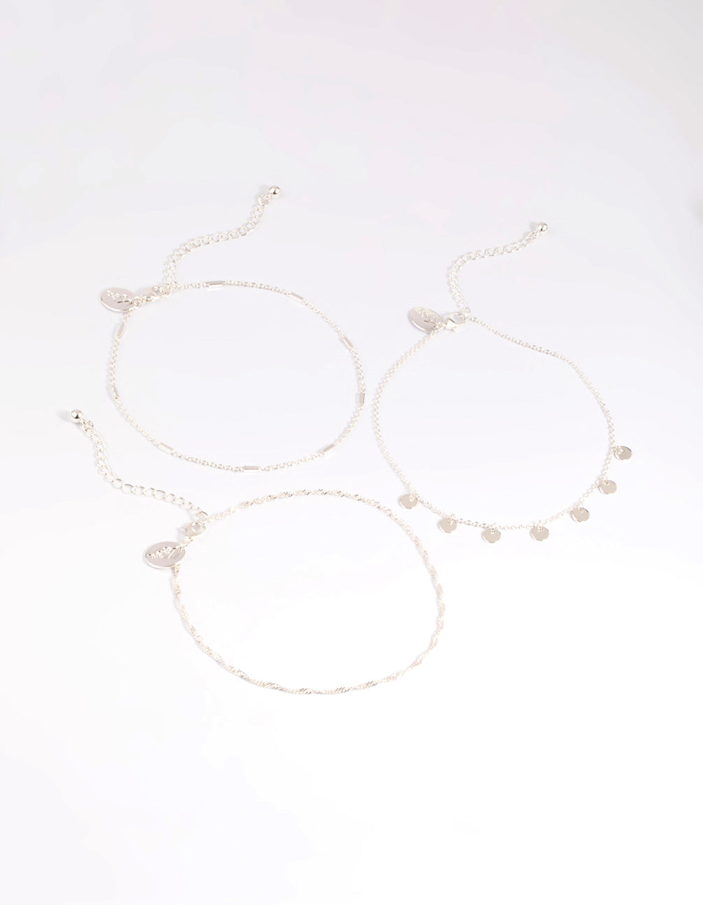 Silver Disc Chain Anklets