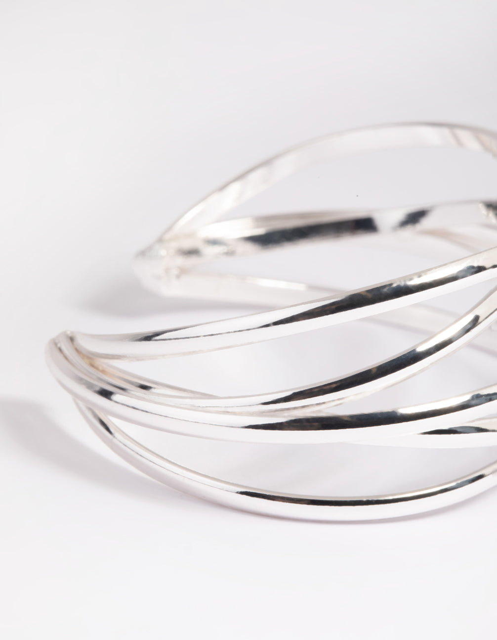Silver Cross Over Cuff Bracelet