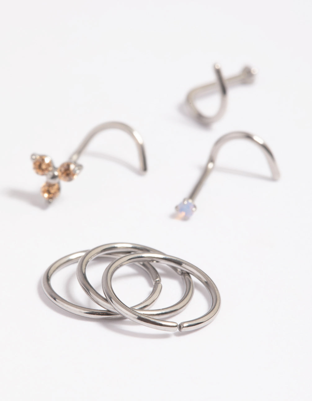 Surgical Steel Diamante Nose Stud 6-Pack