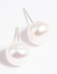 Sterling Silver Freshwater Pearl 10mm Stud Earrings - link has visual effect only