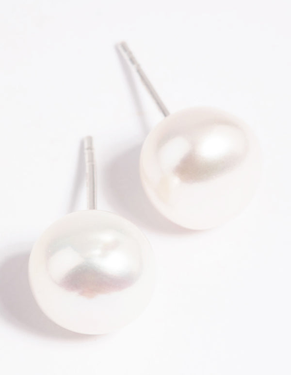 Sterling Silver Freshwater Pearl 10mm Stud Earrings