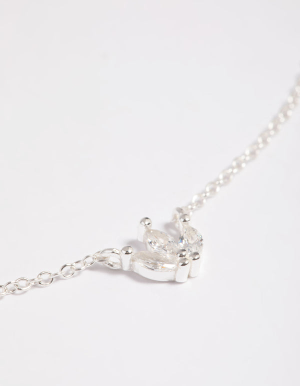 Sterling Silver Cubic Zirconia Lily Pendant Necklace