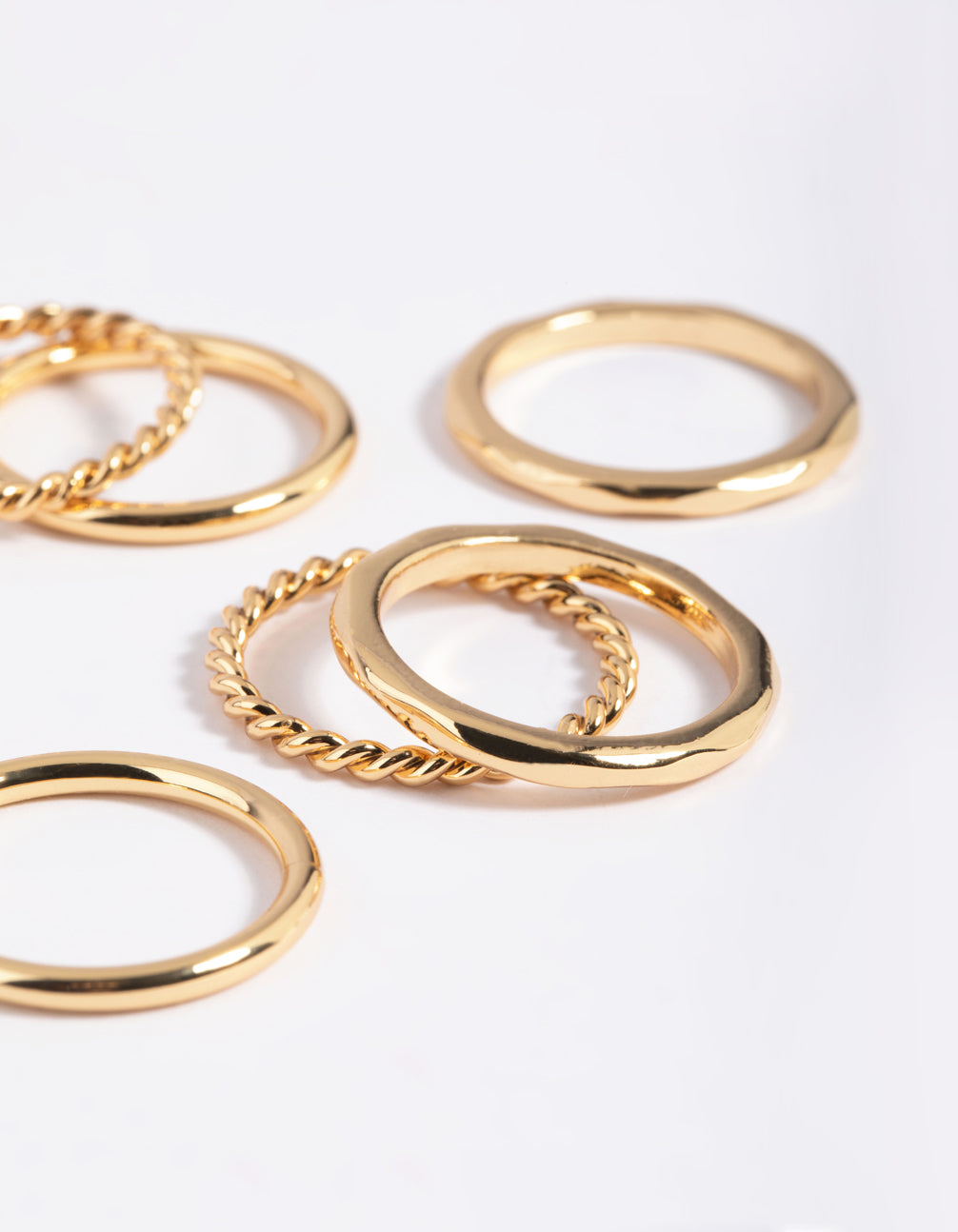 Gold Plated Band Ring Stack 6-Pack