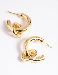 Gold Plated Molten Knot Hoop Earrings - link has visual effect only