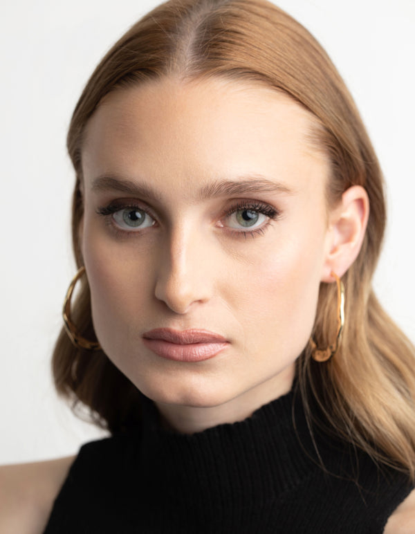 Gold Plated Molten Hoop Earrings