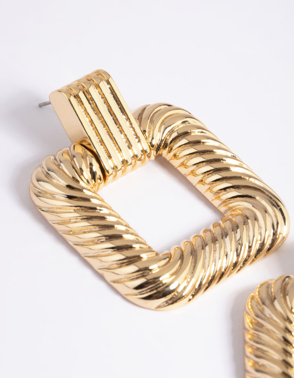 Gold Plated Square Door Knocker Earrings