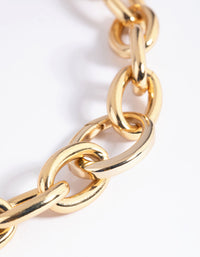 Gold Plated Circle Link Chain Necklace - link has visual effect only