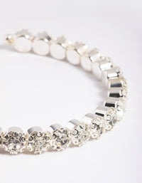 Silver Round Diamante Open Wrist Cuff - link has visual effect only