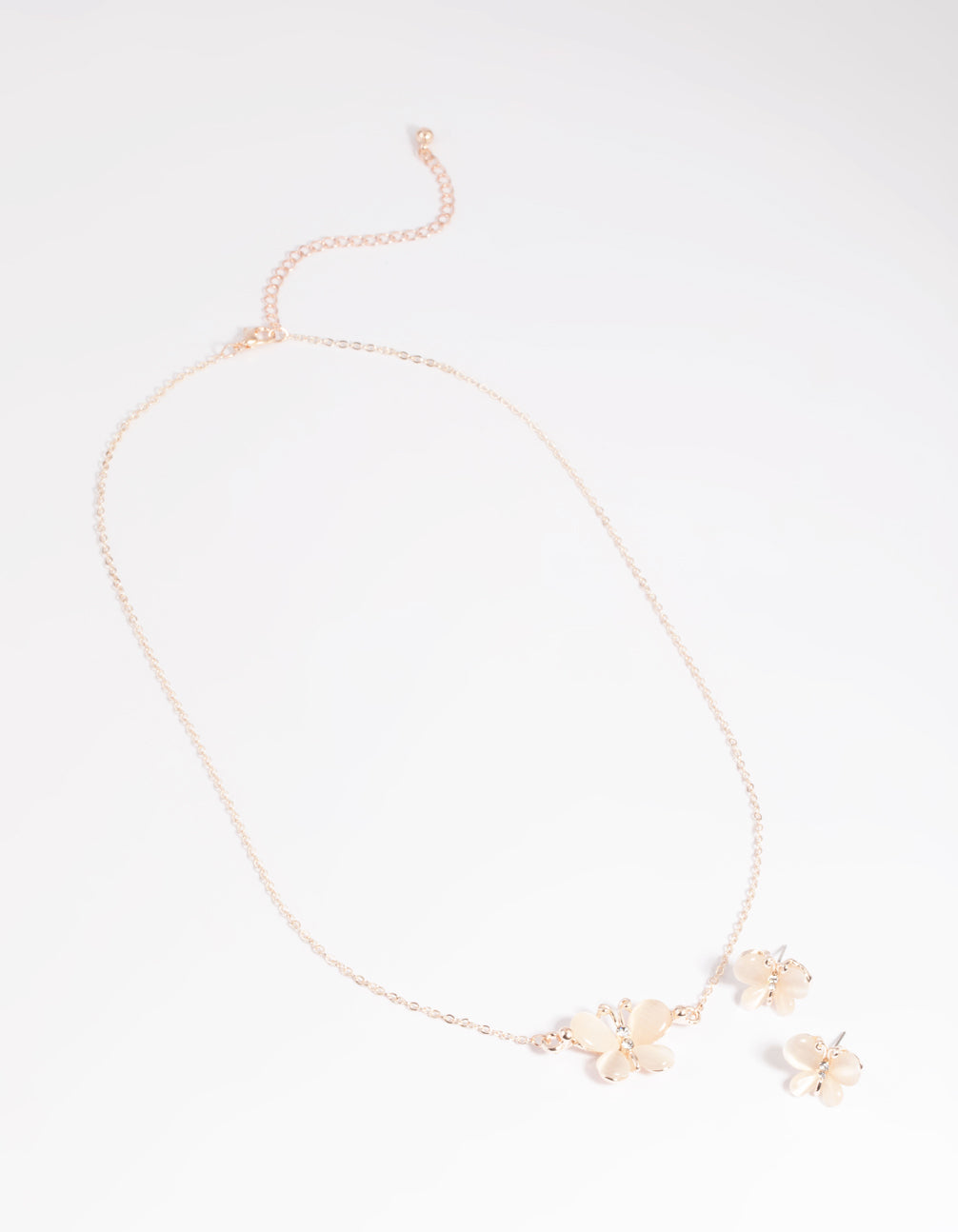 Blush Butterfly Necklace & Earrings Set