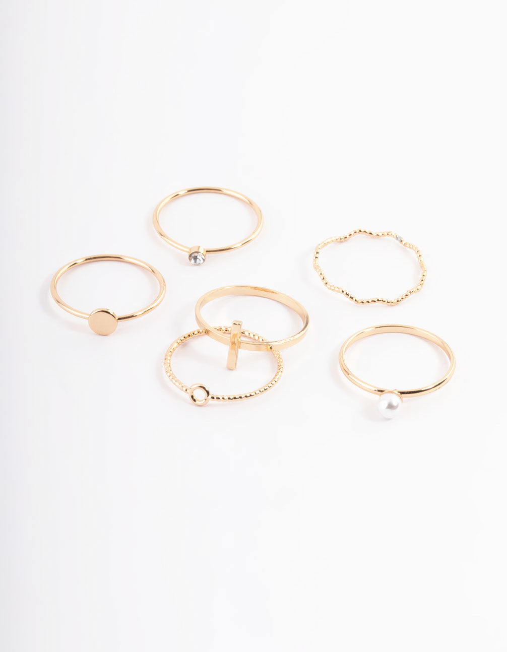 Gold Dainty Pearly Ring 6-Pack