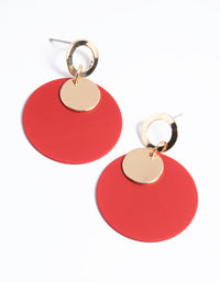 Red Open Circle Layered Drop Earrings - link has visual effect only