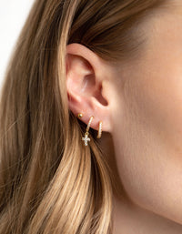 Gold Plated Brass Cubic Zirconia Pave Cross Earring Stack 6-Pack - link has visual effect only