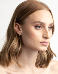 Gold Plated Brass Cubic Zirconia Pave Cross Earring Stack 6-Pack - link has visual effect only