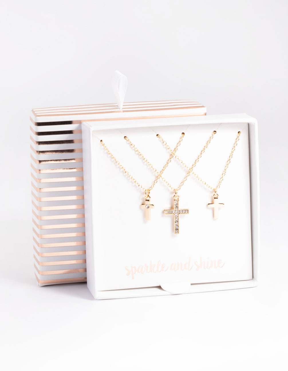 Gold Small & Medium Cross Necklace Pack