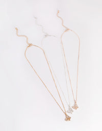 Mixed Metal Diamante Butterfly Necklace Pack - link has visual effect only