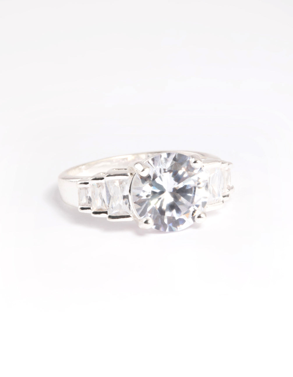 Silver Plated Cubic Zirconia Solitaire Ring